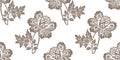 Floral seamless pattern. Decorative flowers monochrome color, beautiful pattern. Stylized plants on a white background. Royalty Free Stock Photo